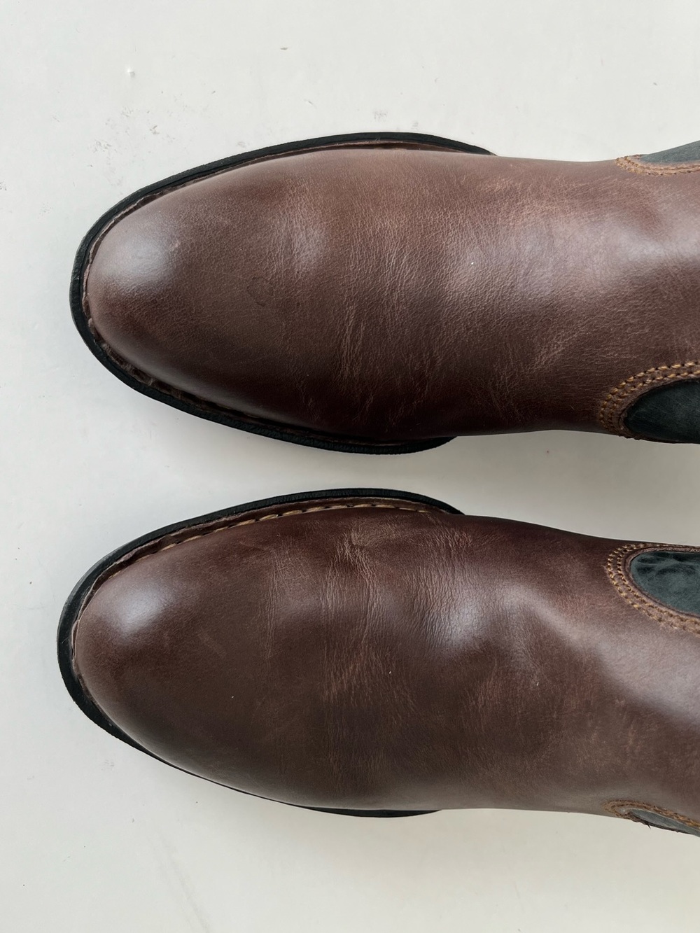 Born Jin Brown Textured western ankle leather cowboy boots brown black 6 - Picture 7 of 11
